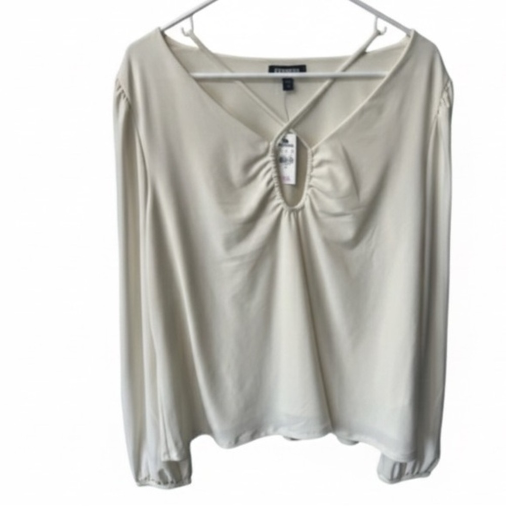 Express cream keyhole Blouse-NWT-XL